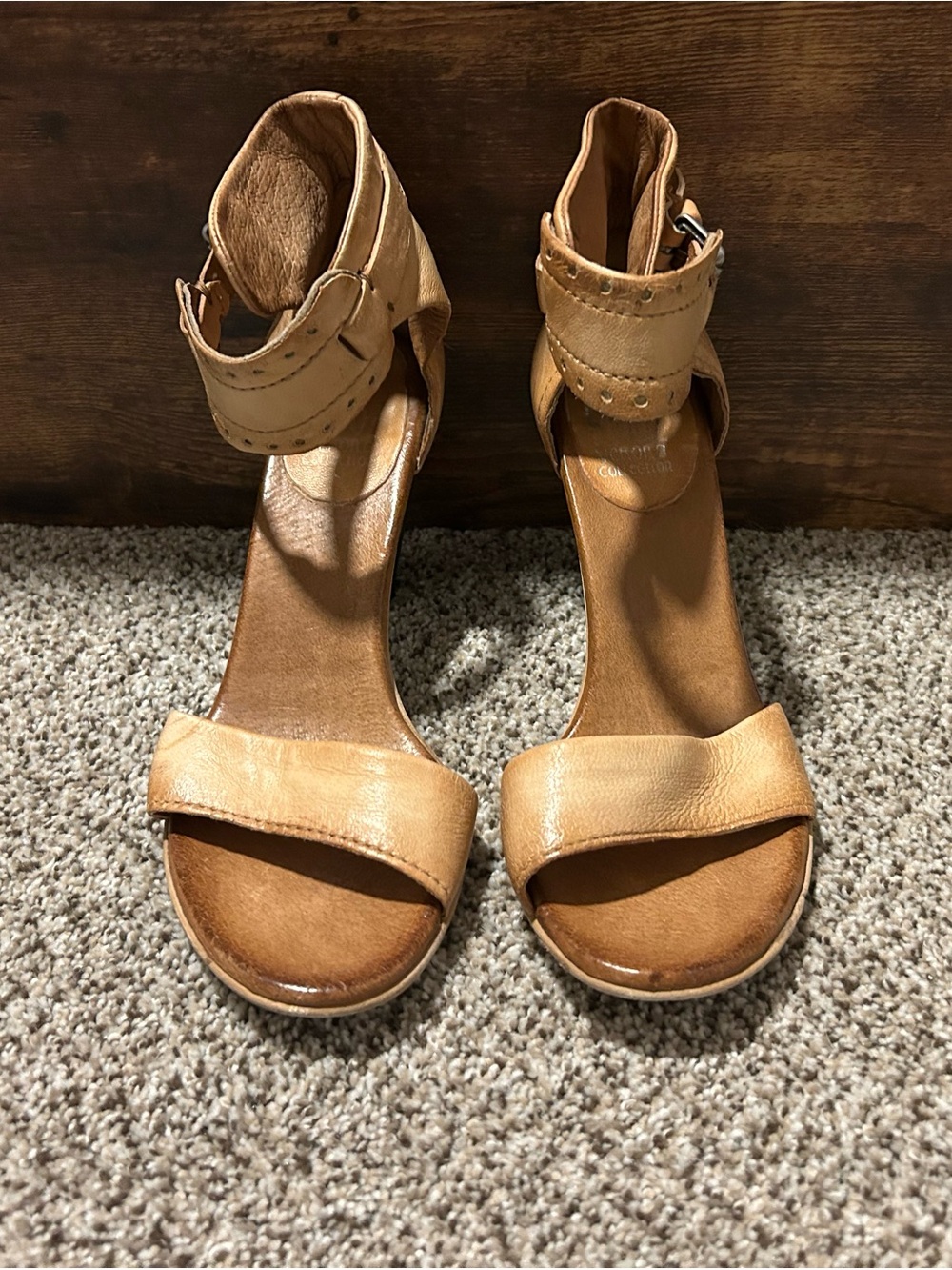 Miz Mooz | Tan Leather Ankle-Strap, Heeled Sandals